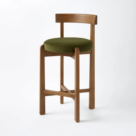 Counter Height Barstool - Olive, Velvet