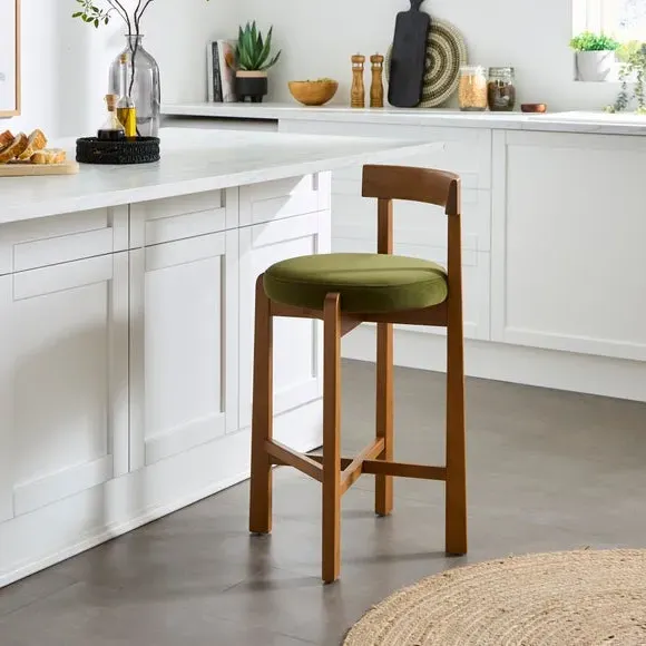 Counter Height Barstool - Olive, Velvet