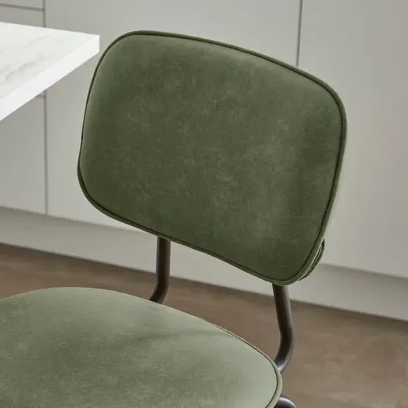 Counter Height Barstool with Backrest - Olive, Faux Leather