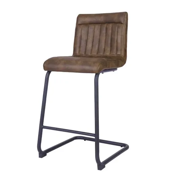 Counter Height Cantilever Bar Stool - Brown, Faux Leather