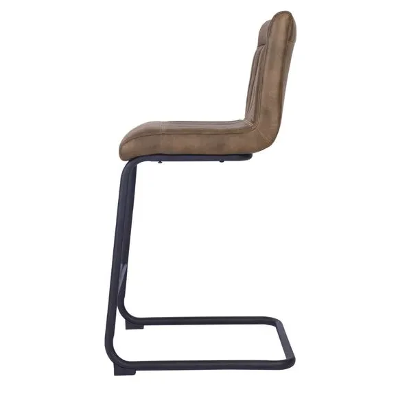 Counter Height Cantilever Bar Stool - Brown, Faux Leather