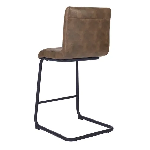 Counter Height Cantilever Bar Stool - Brown, Faux Leather