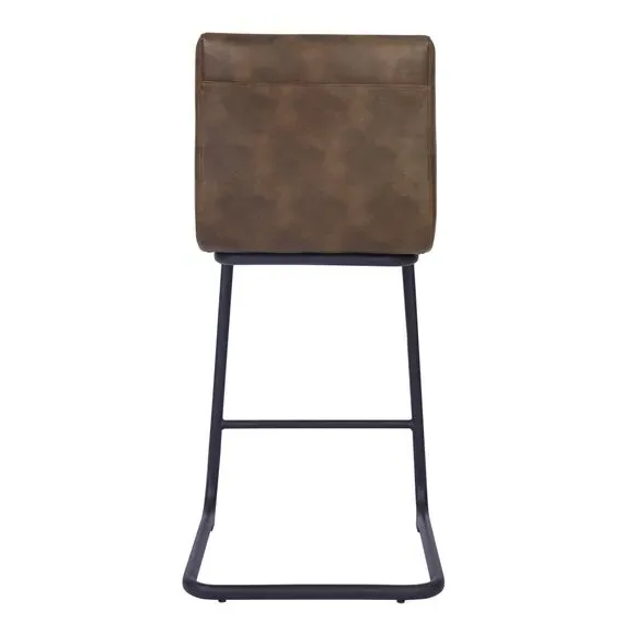 Counter Height Cantilever Bar Stool - Brown, Faux Leather
