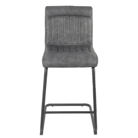 Counter Height Cantilever Bar Stool - Grey, Faux Leather