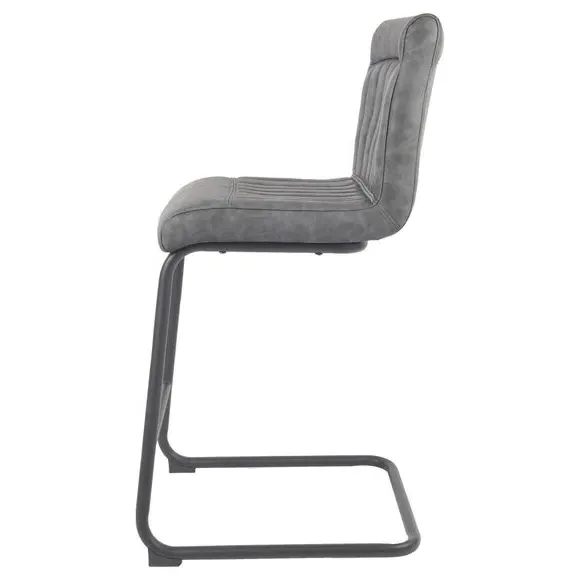 Counter Height Cantilever Bar Stool - Grey, Faux Leather