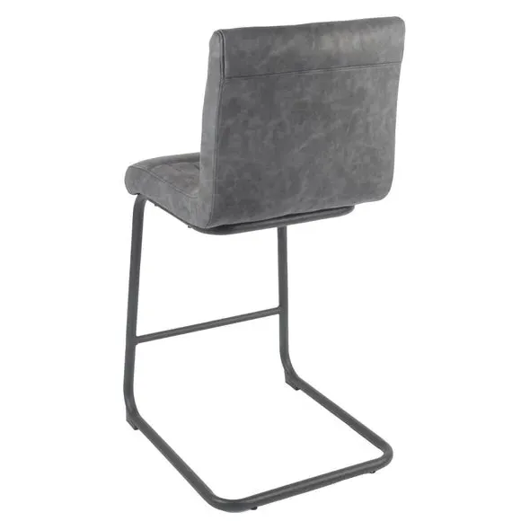 Counter Height Cantilever Bar Stool - Grey, Faux Leather