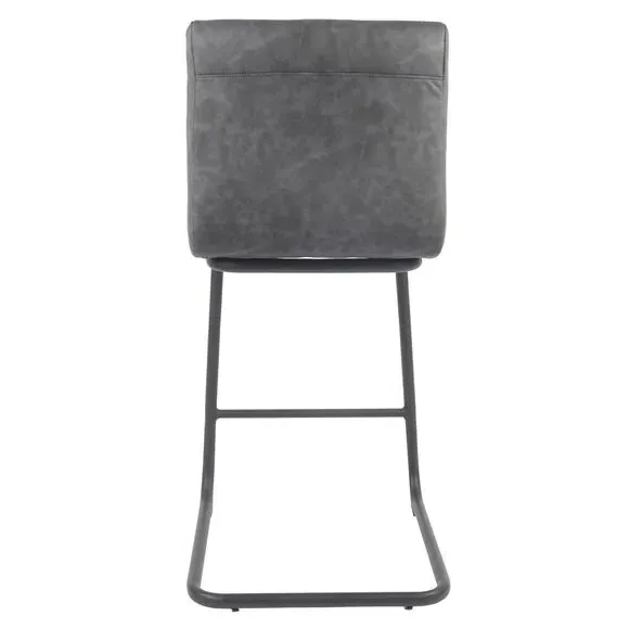 Counter Height Cantilever Bar Stool - Grey, Faux Leather