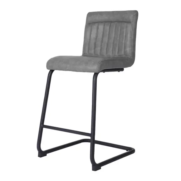 Counter Height Cantilever Bar Stool - Grey, Faux Leather