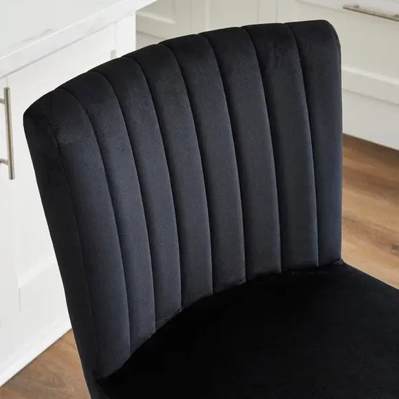 Counter Height Stool with Back - Black, Velvet