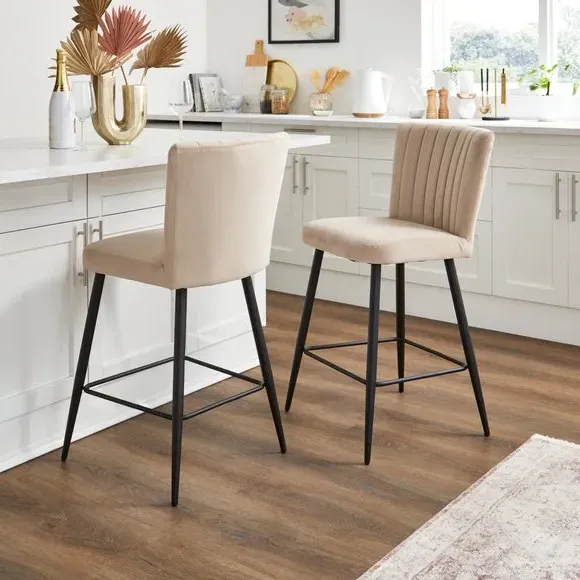 Counter Height Stool with Back - Mink, Velvet