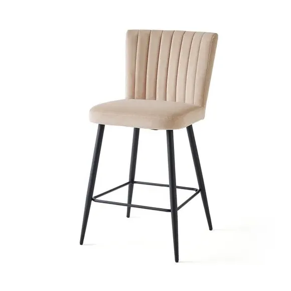 Counter Height Stool with Back - Mink, Velvet
