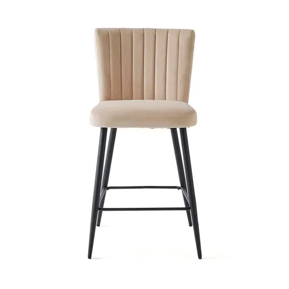 Counter Height Stool with Back - Mink, Velvet