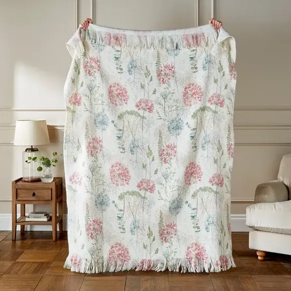 Country Meadow Throw Blanket - Natural, Polyester