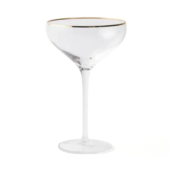 Coupe Glass with Gold Rim - Clear, Glass