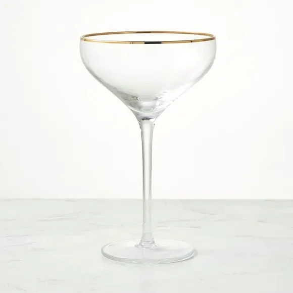Coupe Glass with Gold Rim - Clear, Glass