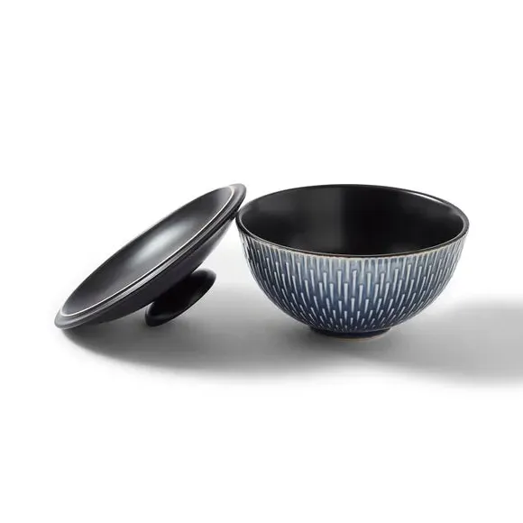 Covered Zen Bowl - Blue, Stoneware