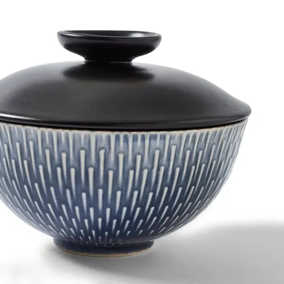 Covered Zen Bowl - Blue, Stoneware