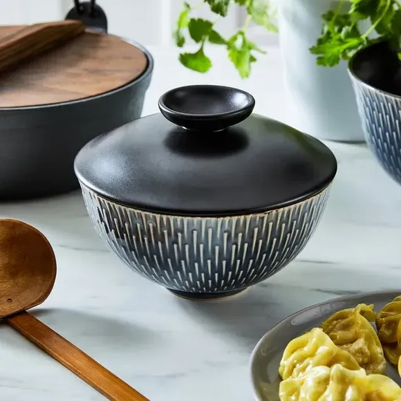 Covered Zen Bowl - Blue, Stoneware