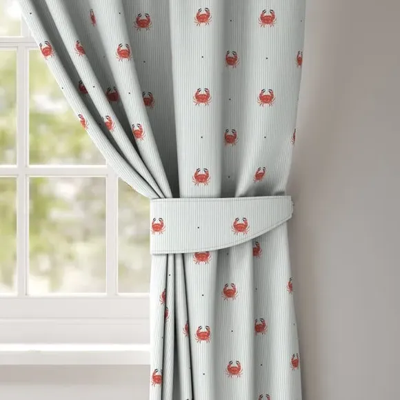 Crab Print Curtain Tieback - Red, Cotton image