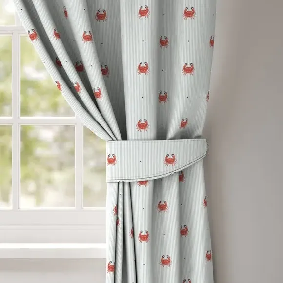 Crab Print Curtain Tieback - Red, Cotton