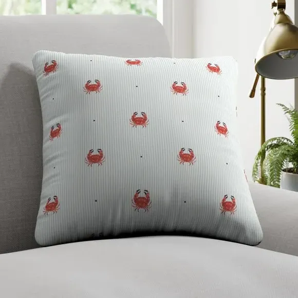 Crab Print Cushion Cover - Red, Cotton