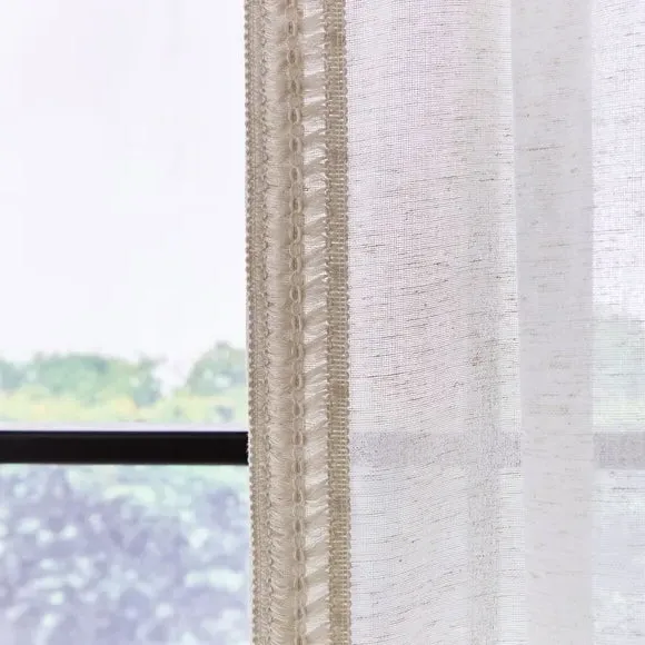 Crochet Slot Top Voile Panel - Natural, Polyester