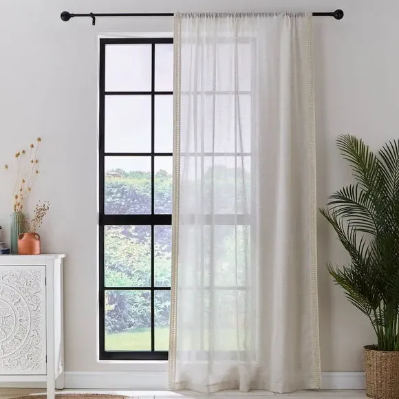 Crochet Slot Top Voile Panel - Natural, Polyester