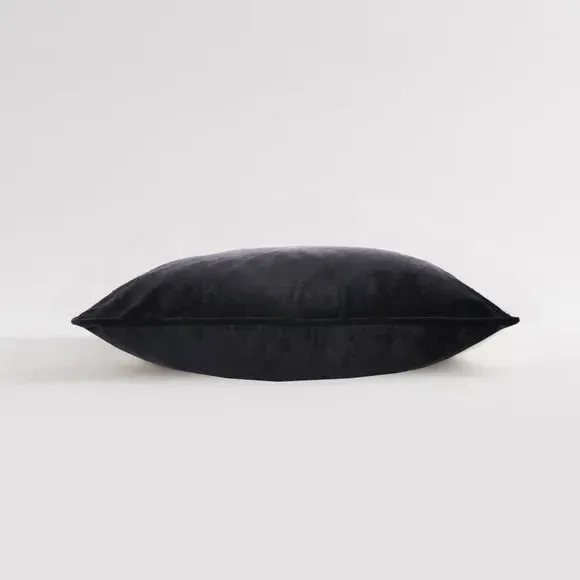 Crushed Velour Cushion - Black, Velour