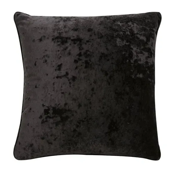 Crushed Velour Cushion - Black, Velour