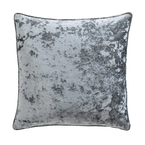 Crushed Velour Cushion - Grey, Velour