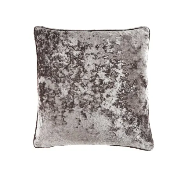 Crushed Velour Cushion - Grey, Velour