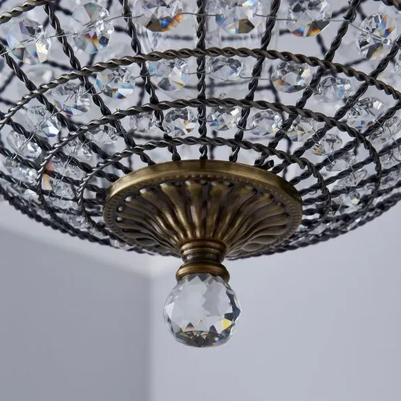 Crystal Chandelier with Chain - Antique Brass