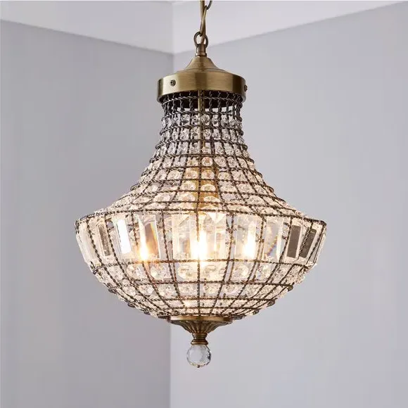 Crystal Chandelier with Chain - Antique Brass image