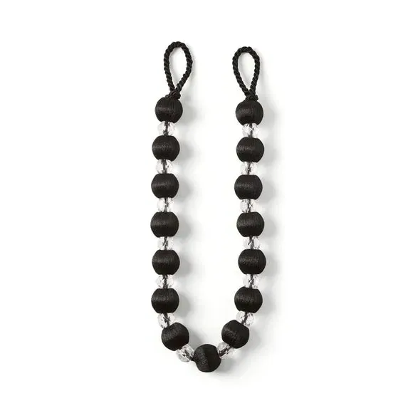 Crystal Curtain Tieback - Black, Polyester