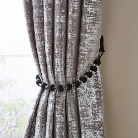 Crystal Curtain Tieback - Black, Polyester image