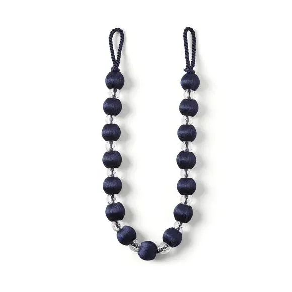 Crystal Curtain Tieback - Navy, Polyester