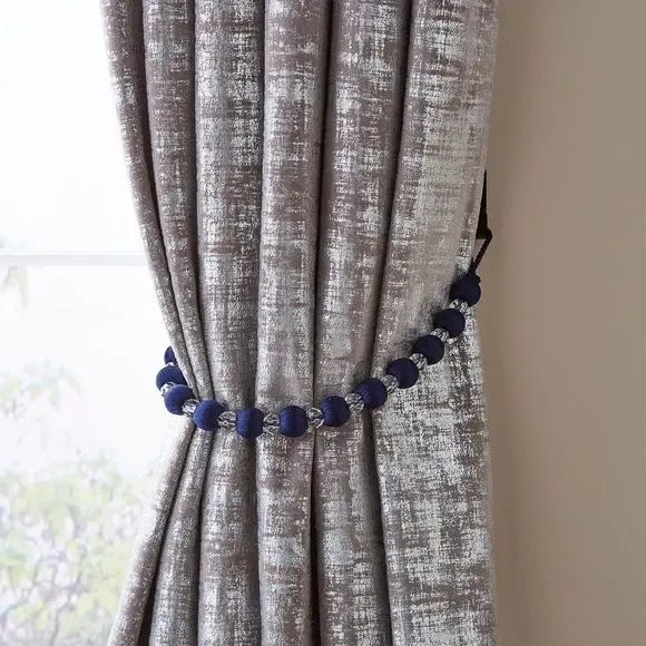 Crystal Curtain Tieback - Navy, Polyester