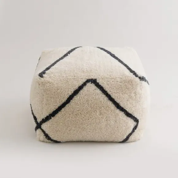 Cube Beanbag with Zip Opening - Black, Wool