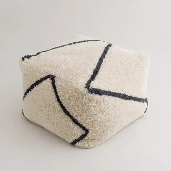Cube Beanbag with Zip Opening - Black, Wool