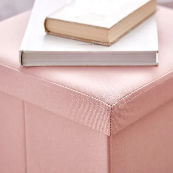 Cube Ottoman with Storage - Blush, Faux Linen
