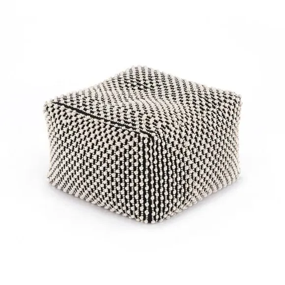 Cube Pouffe with Bobble Texture - Black, Jersey