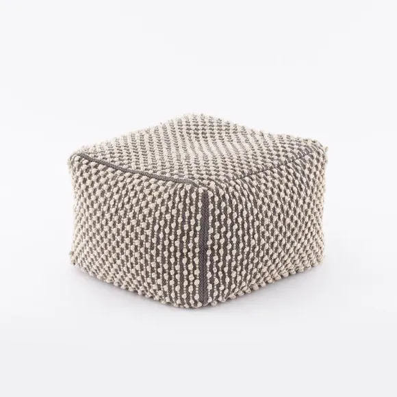 Cube Pouffe with Bobble Texture - Grey, Jersey