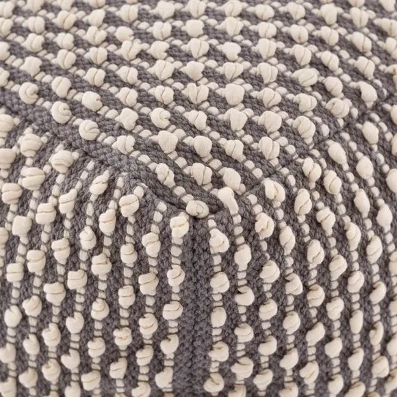 Cube Pouffe with Bobble Texture - Grey, Jersey
