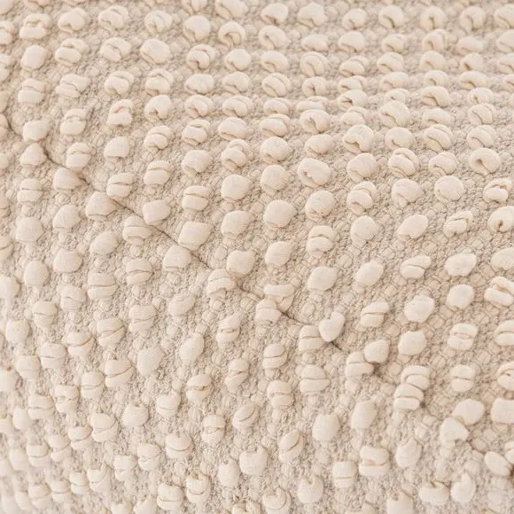 Cube Pouffe with Bobble Texture - Natural, Jersey