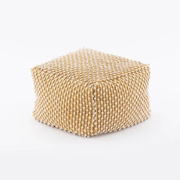 Cube Pouffe with Bobble Texture - Ochre, Jersey