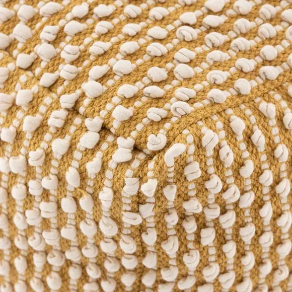 Cube Pouffe with Bobble Texture - Ochre, Jersey