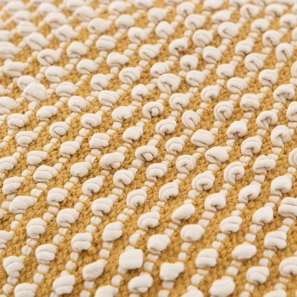 Cube Pouffe with Bobble Texture - Ochre, Jersey