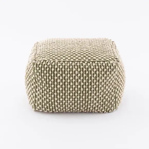 Cube Pouffe with Bobble Texture - Olive, Jersey