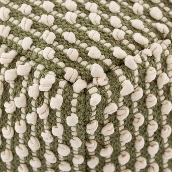 Cube Pouffe with Bobble Texture - Olive, Jersey