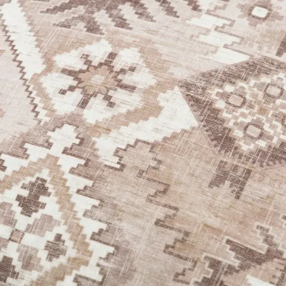 Cube Pouffe with Geometric Design - Natural, Kilim